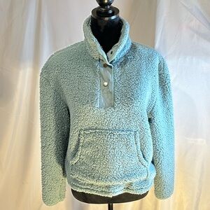 Wallflower Sherpa Cropped top with pockets. Size Medium Teal Color